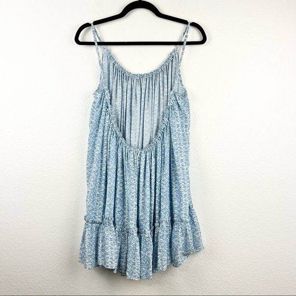 PALOMA BLUE Gathered Printed Twill Mini Dress in Blue Ikat, Size XS - Picture 5 of 10
